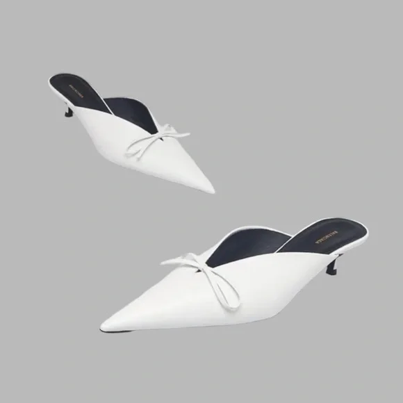 NWT BALENCIAGA Leather Elegant White Mules Size 38 - Picture 5 of 16